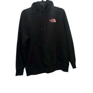 The North Face Sweater Womens Black Pink Graphic Logo Pullover Hoodie